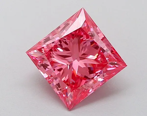 1.88ct PRINCESS Fancy Vivid Pink VS1 Coloured Lab diamond