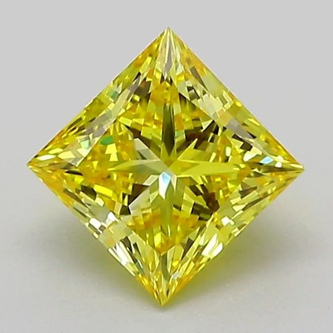 1.14ct PRINCESS Fancy Vivid Yellow VVS2 Coloured Lab diamond