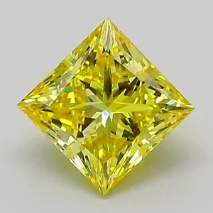 1.14ct PRINCESS Fancy Vivid Yellow VVS2 Coloured Lab diamond