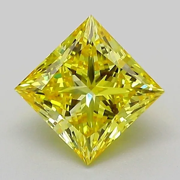 1.14ct PRINCESS Fancy Vivid Yellow VVS2 Coloured Lab diamond