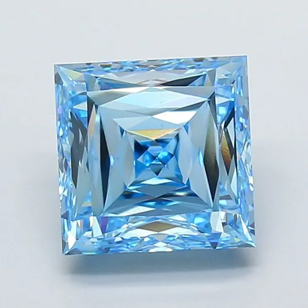 5.02ct PRINCESS Fancy Vivid Blue VS1 Coloured Lab diamond