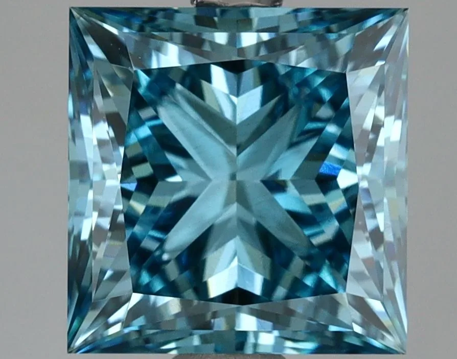3.52ct PRINCESS Fancy Vivid Blue VS2 Coloured Lab diamond