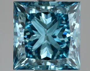 3.52ct PRINCESS Fancy Vivid Blue VS2 Coloured Lab diamond