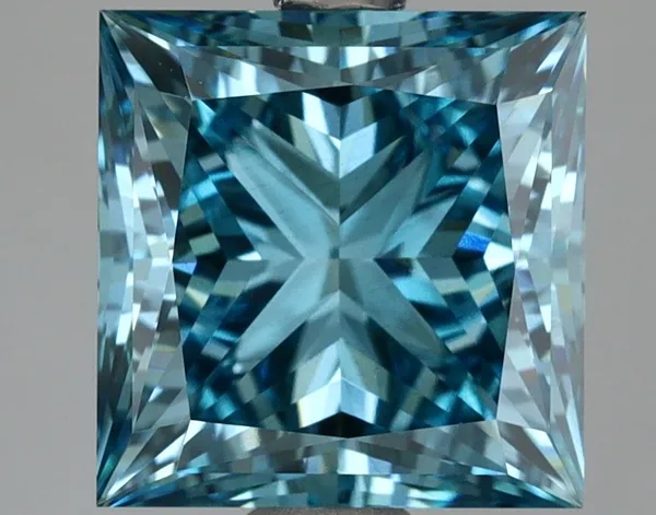 3.52ct PRINCESS Fancy Vivid Blue VS2 Coloured Lab diamond