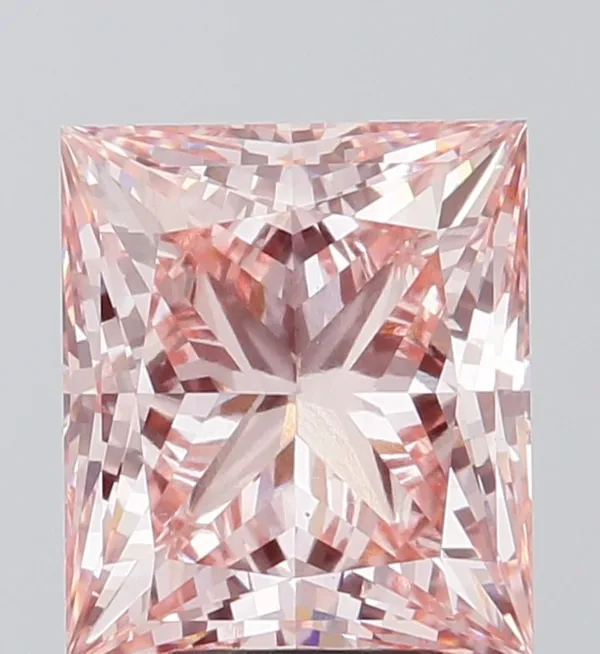 4.05ct PRINCESS Fancy Vivid Pink VS1 Coloured Lab diamond