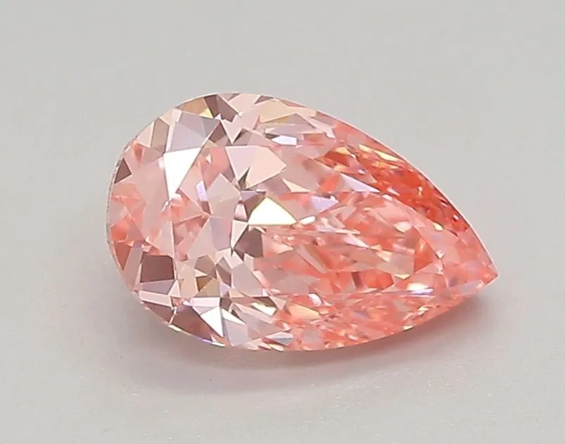 0.77ct PEAR Fancy Vivid Pink VVS2 Coloured Lab diamond