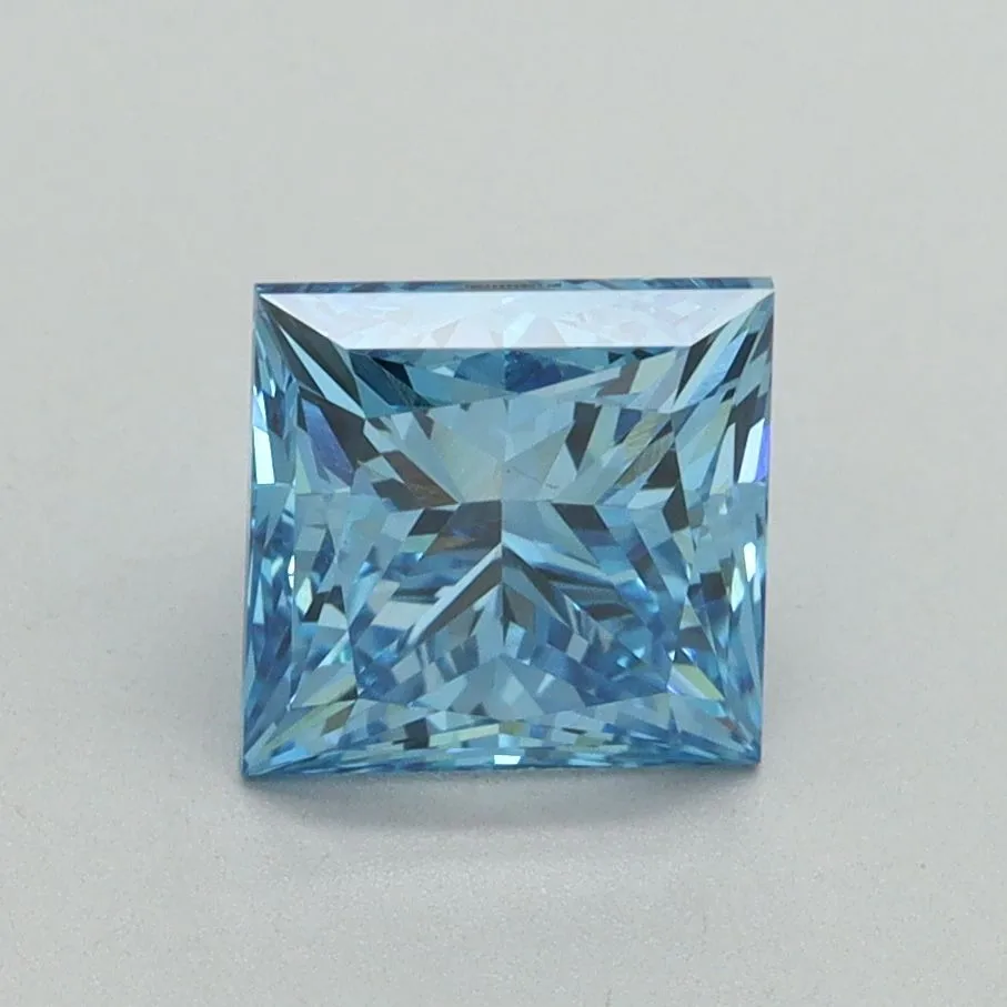 1.72ct PRINCESS Fancy Vivid Blue VS1 Coloured Lab diamond