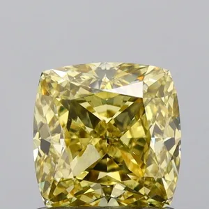 1.03ct CUSHION Fancy Intense Yellow VS1 Coloured Lab diamond