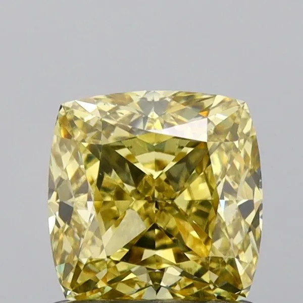 1.03ct CUSHION Fancy Intense Yellow VS1 Coloured Lab diamond