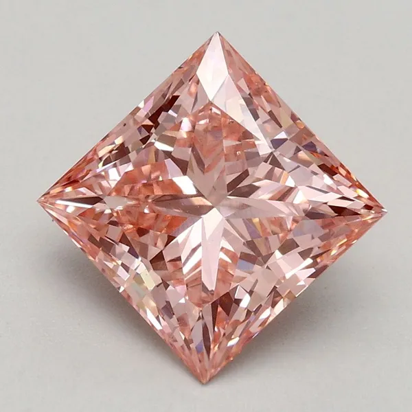 2.02ct PRINCESS Fancy Intense Pink VS2 Coloured Lab diamond