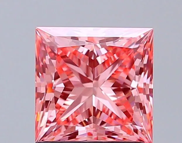 1.54ct PRINCESS Fancy Vivid Pink VS1 Coloured Lab diamond