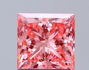 1.54ct PRINCESS Fancy Vivid Pink VS1 Coloured Lab diamond