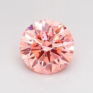 0.66ct ROUND Fancy Vivid Orange Pink VS1 Coloured Lab diamond