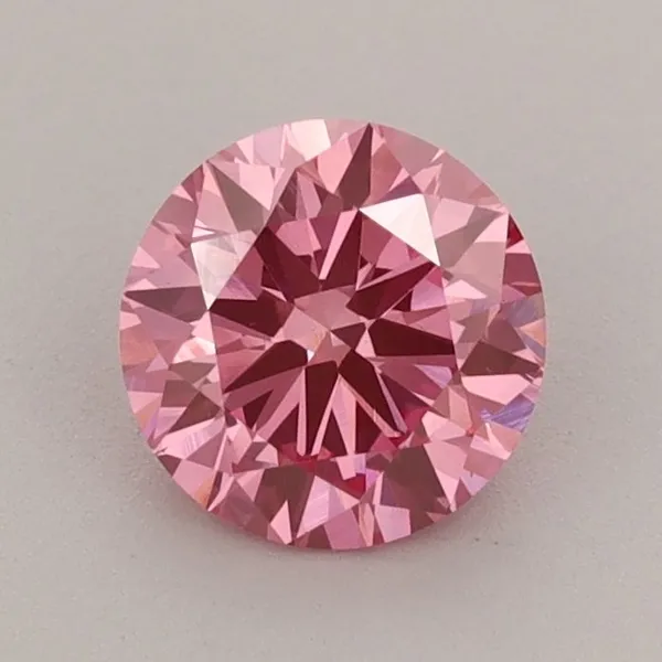 0.9ct ROUND Fancy Vivid Pink VS1 Coloured Lab diamond