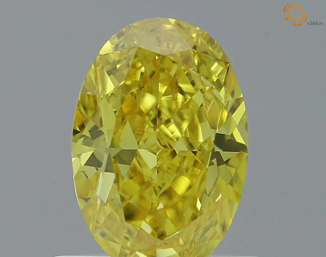 0.69ct OVAL Fancy Vivid Yellow VS1 Coloured Lab diamond