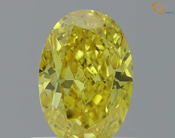 0.69ct OVAL Fancy Vivid Yellow VS1 Coloured Lab diamond