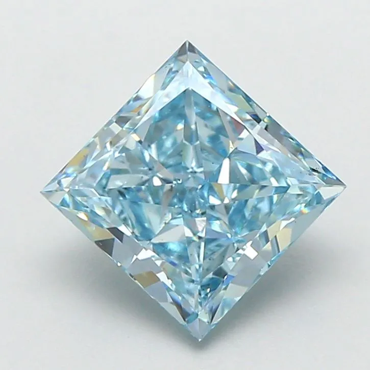 2.18ct PRINCESS Fancy Vivid Blue VS2 Coloured Lab diamond