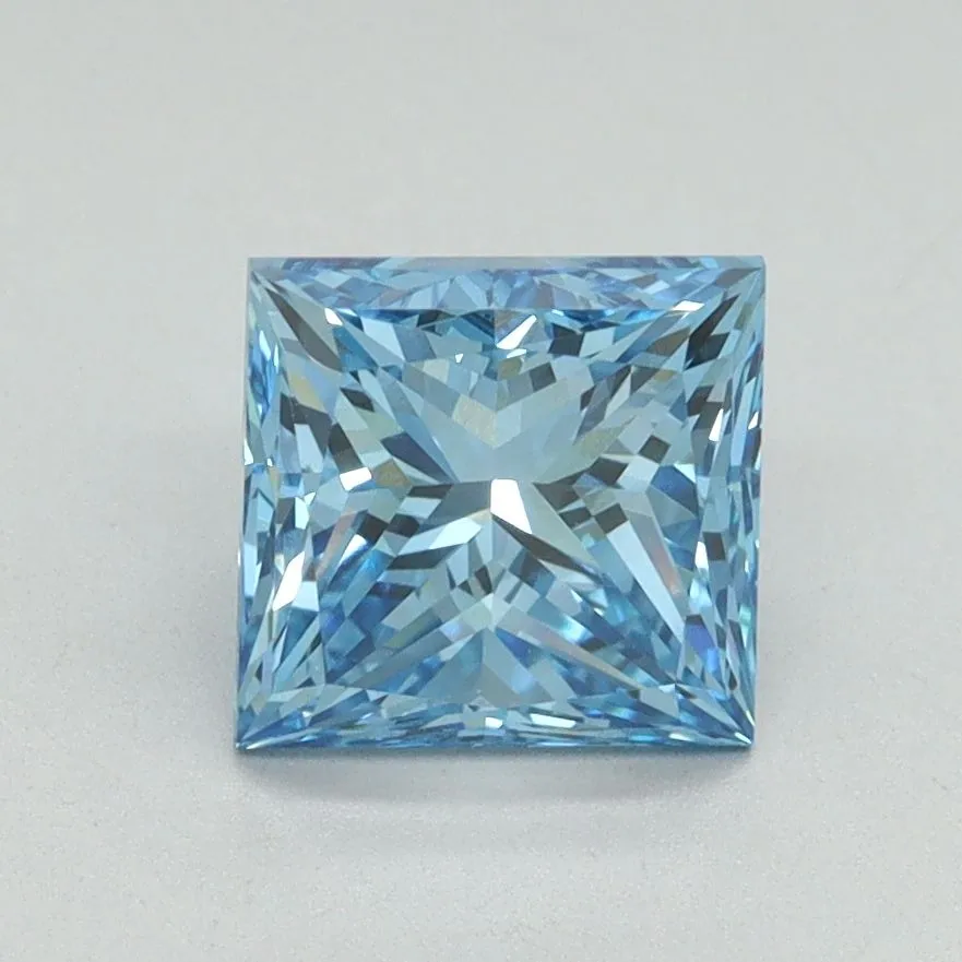 1.70ct PRINCESS Fancy Vivid Blue VS1 Coloured Lab diamond