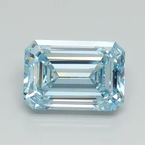 1.09ct EMERALD Fancy Vivid Blue VS1 Coloured Lab diamond
