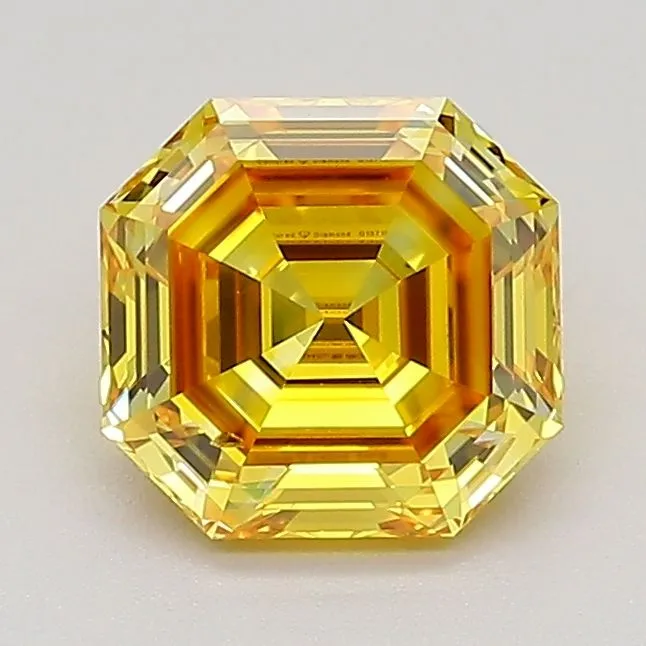 1.24ct EMERALD Fancy Vivid Orangey Yellow SI1 Coloured Lab diamond