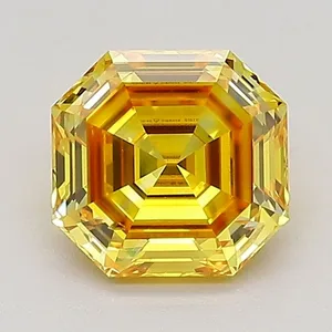 1.24ct EMERALD Fancy Vivid Orangey Yellow SI1 Coloured Lab diamond