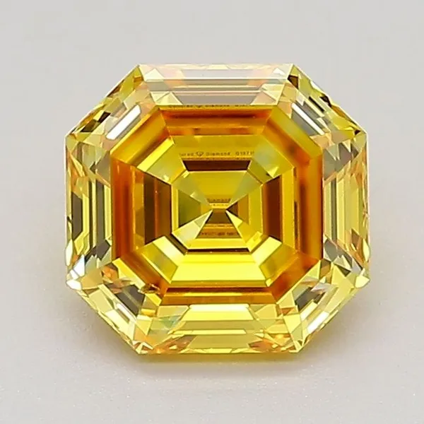 1.24ct EMERALD Fancy Vivid Orangey Yellow SI1 Coloured Lab diamond