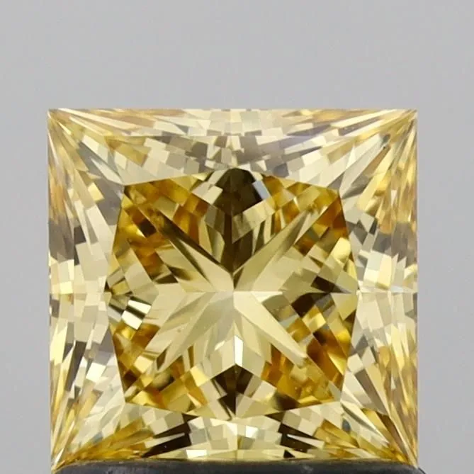 1.05ct PRINCESS Fancy Intense Yellow VVS2 Coloured Lab diamond