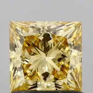 1.05ct PRINCESS Fancy Intense Yellow VVS2 Coloured Lab diamond