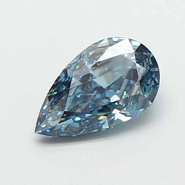 0.84ct PEAR Fancy Intense Greenish Blue VVS2 Coloured Lab diamond