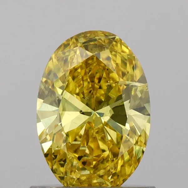 0.88ct OVAL Fancy Vivid Yellow SI2 Coloured Lab diamond