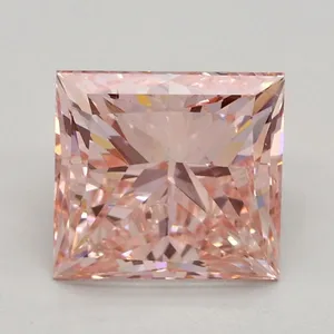 2.14ct PRINCESS Fancy Intense Orangey Pink SI1 Coloured Lab diamond