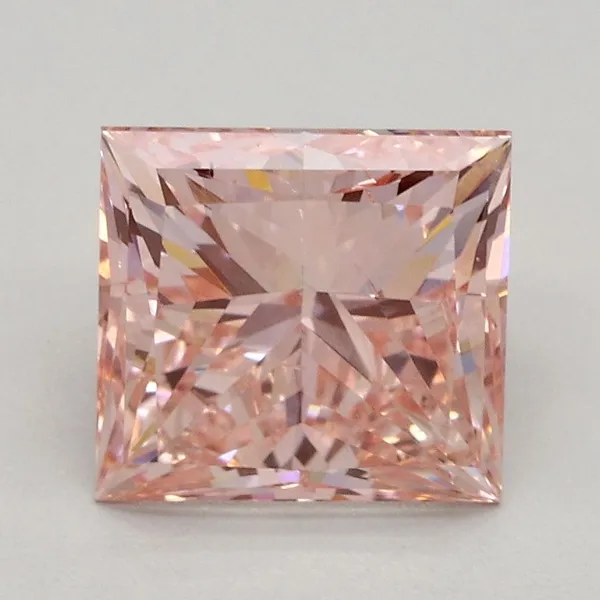 2.14ct PRINCESS Fancy Intense Orangey Pink SI1 Coloured Lab diamond