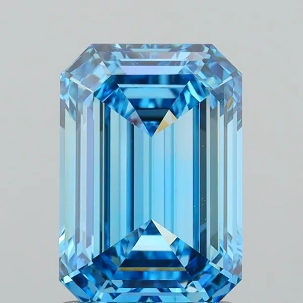 1.85ct EMERALD Fancy Vivid Blue VVS2 Coloured Lab diamond