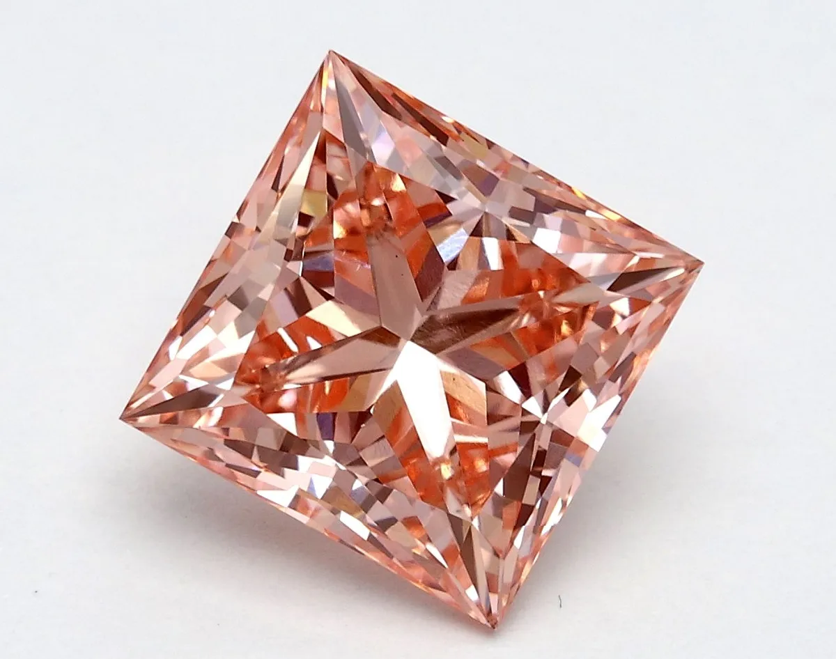 3.04ct PRINCESS Fancy Vivid Pink VS2 Coloured Lab diamond