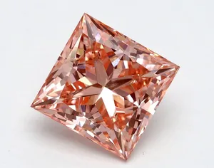 3.04ct PRINCESS Fancy Vivid Pink VS2 Coloured Lab diamond