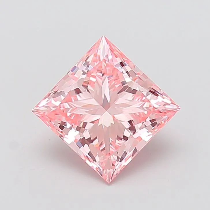 2.85ct PRINCESS Fancy Vivid Pink VS1 Coloured Lab diamond