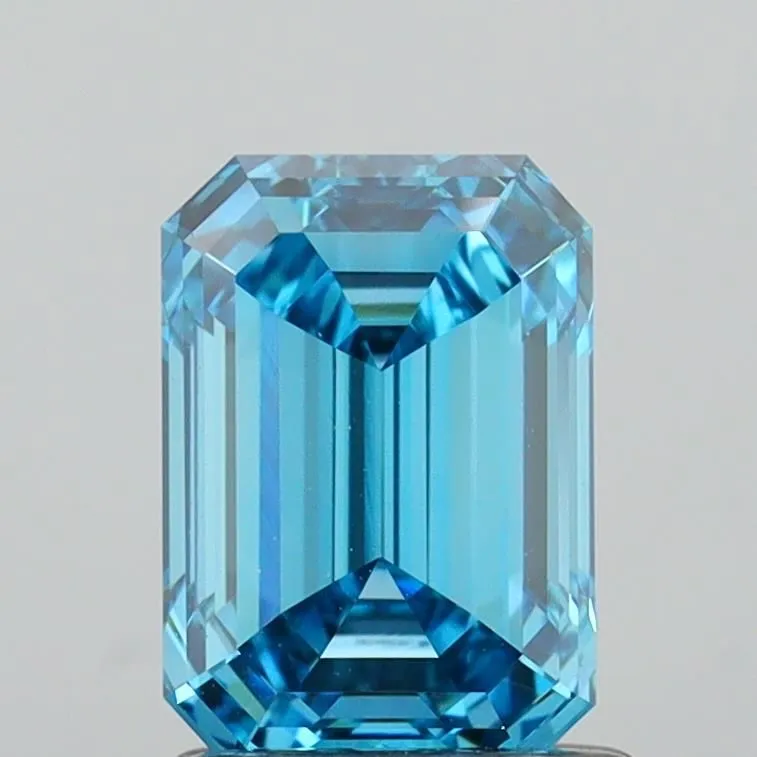 1.54ct EMERALD Fancy Vivid Blue VS1 Coloured Lab diamond