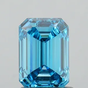 1.54ct EMERALD Fancy Vivid Blue VS1 Coloured Lab diamond
