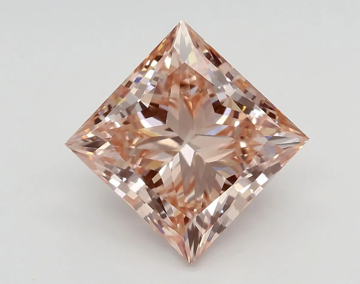 4.01ct PRINCESS Fancy Intense Brownish Pink VS1 Coloured Lab diamond