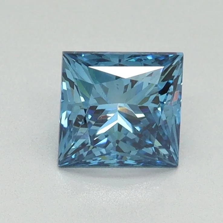 0.96ct PRINCESS Fancy Vivid Blue VS2 Coloured Lab diamond