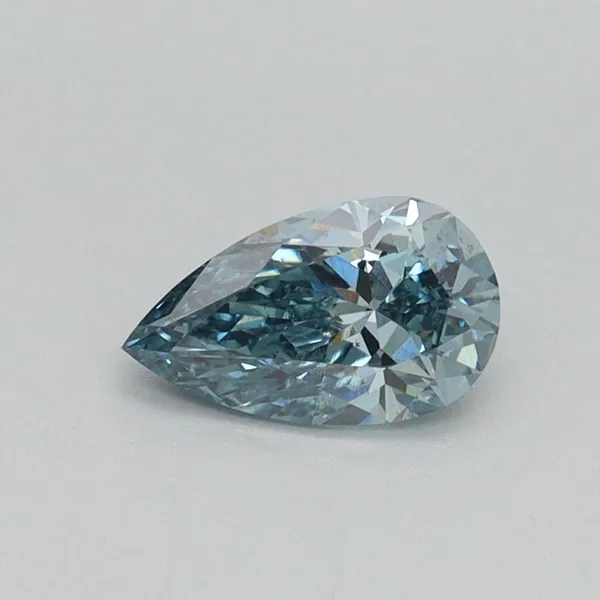 0.6ct PEAR Fancy Intense Green Blue SI1 Coloured Lab diamond