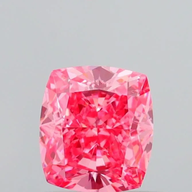 0.93ct CUSHION Fancy Vivid Pink VS1 Coloured Lab diamond
