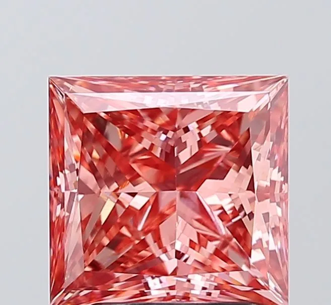 2.89ct PRINCESS Fancy Vivid Pink VS2 Coloured Lab diamond