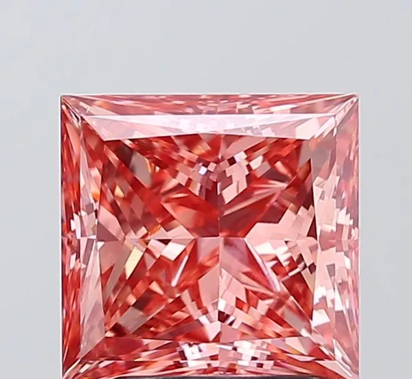 2.89ct PRINCESS Fancy Vivid Pink VS2 Coloured Lab diamond