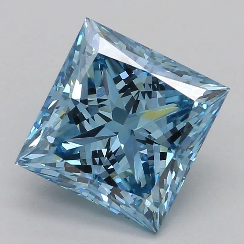 1.57ct PRINCESS Fancy Vivid Blue VS1 Coloured Lab diamond