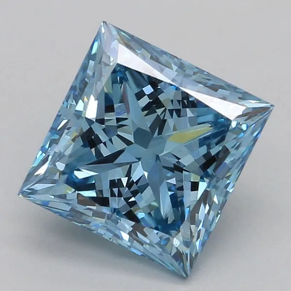1.57ct PRINCESS Fancy Vivid Blue VS1 Coloured Lab diamond