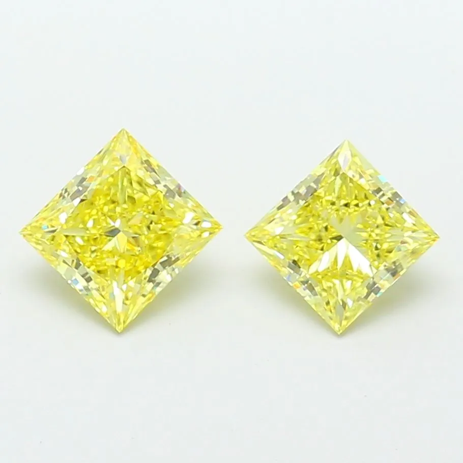 1.72ct PRINCESS Fancy Intense Yellow VS1 Coloured Lab diamond