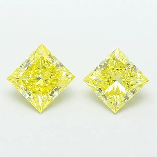 1.72ct PRINCESS Fancy Intense Yellow VS1 Coloured Lab diamond
