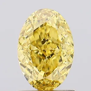 1.17ct OVAL Fancy Vivid Yellow VS1 Coloured Lab diamond