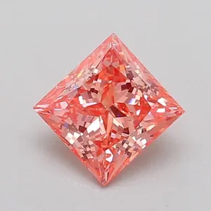 0.89ct PRINCESS Fancy Vivid Orangey Pink SI1 Coloured Lab diamond